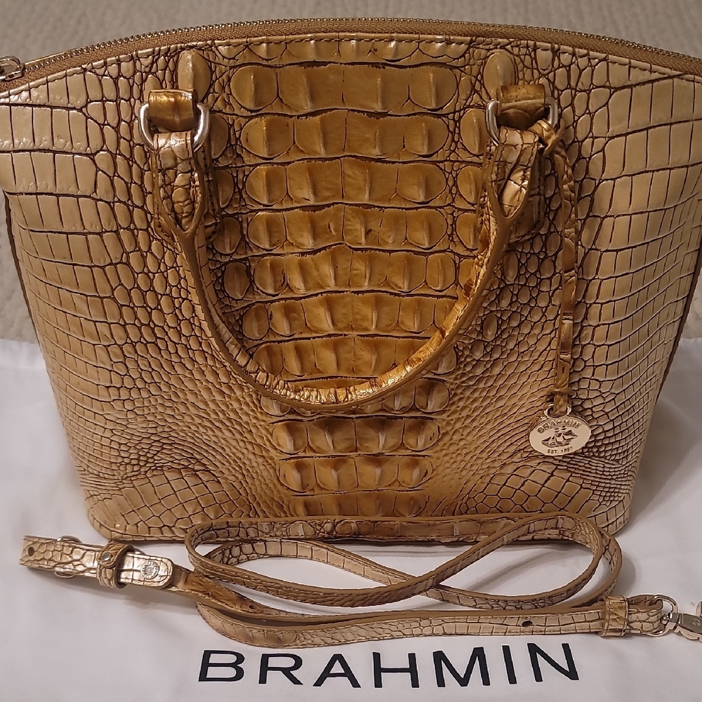 Brahmin Gold Crocodile-Embossed Tote